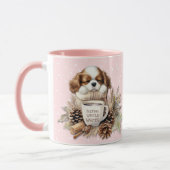 Weihnachts Winter Pink Cavalier King Charles Puppy Tasse (Links)