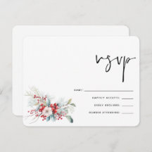 Weihnachts-Winter Poinsettia Berries Wedding RSVP