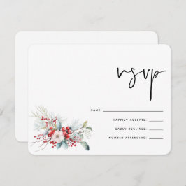 Weihnachts-Winter Poinsettia Berries Wedding RSVP