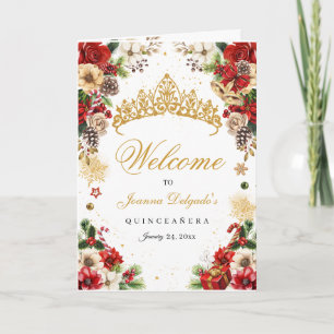 Weihnachts-Winter-Poinsettia-Quinceanera-Programm Einladung