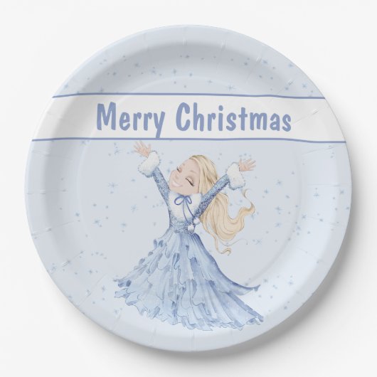 Weihnachts-Winter-Prinzessinnen Pappteller (Vorderseite)
