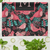 Weihnachts Winter Red Bird Berries Urlaub Geschirrtuch (Gefaltet)