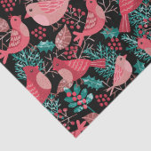 Weihnachts Winter Red Bird Berries Urlaub Seidenpapier (Detail)