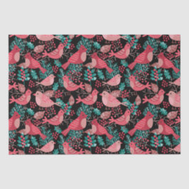 Weihnachts Winter Red Bird Berries Urlaub Seidenpapier