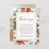 Weihnachts Winter Red Green Gold Hochzeit Dankeskarte (Vorne/Hinten)