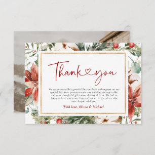 Weihnachts Winter Red Green Gold Hochzeit Dankeskarte