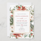 Weihnachts Winter Red Green Gold Hochzeit Einladun Einladung (Vorderseite)