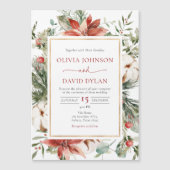 Weihnachts Winter Red Green Gold Hochzeit Magneteinladung (Vorderseite)