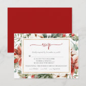 Weihnachts Winter Red Green Gold Wedding RSVP Card Karte (Vorne/Hinten)