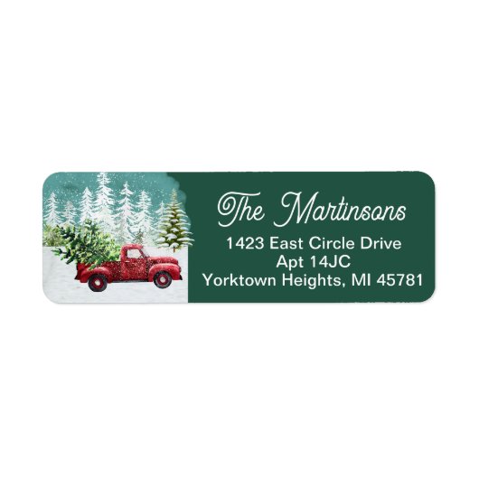 Weihnachts-Winter-Rote Lkw-Rücksendeadresse (Vorne)