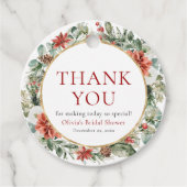 Weihnachts-Winter-Rotes Gold-Brautparty Geschenkanhänger (Vorderseite)