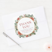 Weihnachts-Winter-Rotes Gold-Brautparty Quadratischer Aufkleber (Umschlag)