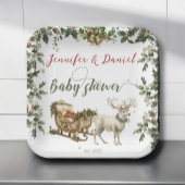 Weihnachts Winter Santa Baby Red Green Baby Dusche Pappteller