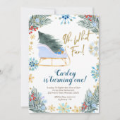 Weihnachts Winter Schlitten Oh, Was Fun Boy Einladung (Vorderseite)