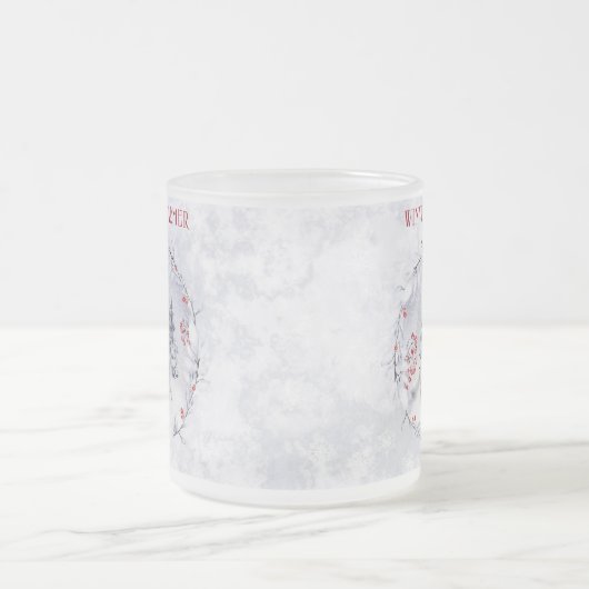 Weihnachts-Winter-Schnee Arctic Fox Personalisiert Mattglastasse (Mittel)
