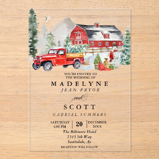 Weihnachts-Winter-Schneeballzeit Acryleinladungen (Vorderseite)