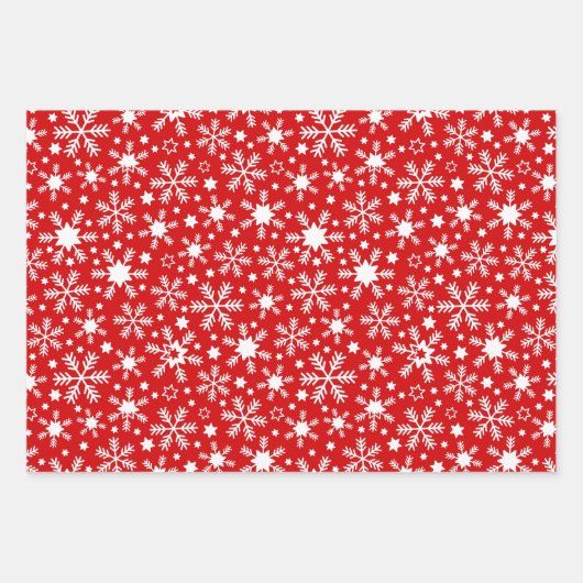 Weihnachts-Winter-Schneeflocken auf Red Wrapping Geschenkpapier Set (Vorderseite 2)