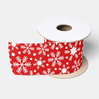 Weihnachts Winter Schneeflocken auf Rot Satinband