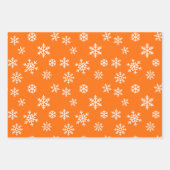 Weihnachts Winter Schneeflocken Muster Orange Geschenkpapier Set (Vorderseite)