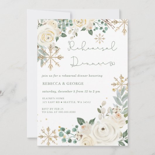 Weihnachts Winter Snowflake Probe Dinner Einladung (Vorderseite)