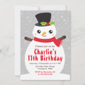 Weihnachts Winter Snowman Geburtstag Silver Gray I Einladung (Vorderseite)