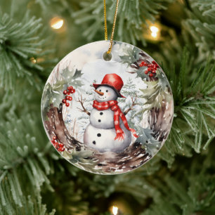 Weihnachts Winter Snowman Keramik Ornament