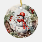 Weihnachts Winter Snowman Keramik Ornament (Vorne)