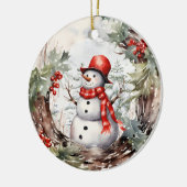 Weihnachts Winter Snowman Keramik Ornament (Links)