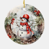 Weihnachts Winter Snowman Keramik Ornament (Hinten)