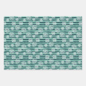 Weihnachts Winter Streifen Schneeflocken Geschenkpapier Set (Vorderseite 3)