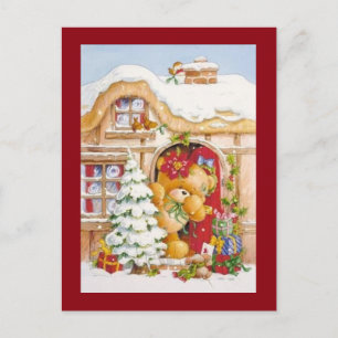 Weihnachts Winter Teddy Bär Feiertagspostkarte
