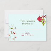 Weihnachts-Winter-Vögel Hochzeitskarte RSVP (Rückseite)