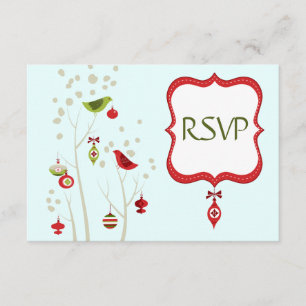 Weihnachts-Winter-Vögel Hochzeitskarte RSVP Karte
