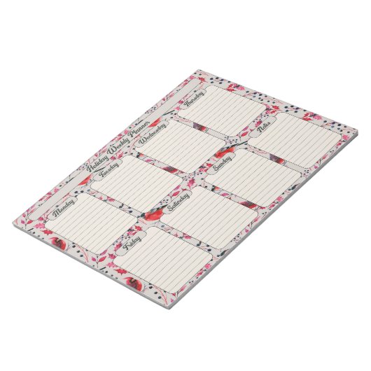 Weihnachts-Winter-Vögel Wochenplaner Notizblock (angewinkelt)