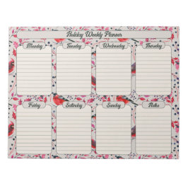 Weihnachts-Winter-Vögel Wochenplaner Notizblock