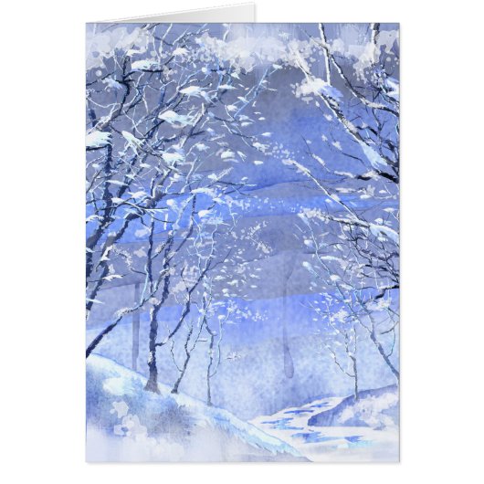 Weihnachts-Winter-Wald Aquarellmalerkarte (Vorne)