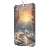 Weihnachts-Winter-Wald-Fluss-Sonnenaufgang Autolufterfrischer (Links)