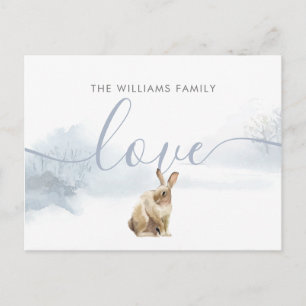 Weihnachts-Winter-Wald-Hase Elegant Schrift Feiertagspostkarte