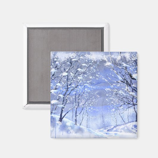 Weihnachts-Winter-Wald Malerei Magnet (Vorderseite/Rückseite)