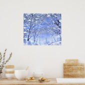Weihnachts-Winter-Wälder Wasserfarben-Lackplakat Poster (Küche)