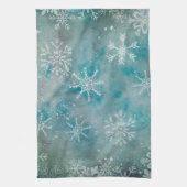 Weihnachts Winter weiße Schneeflocken auf blau Geschirrtuch (Vertikal)