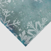 Weihnachts Winter weiße Schneeflocken auf blau Seidenpapier (Ausschnitt)