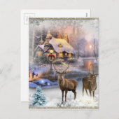 Weihnachts-Winter-Wilderness-Hütte Feiertagspostkarte (Vorne/Hinten)