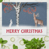 Weihnachts Winter Wildlife in Snowflake Geschirrtuch (Gefaltet)