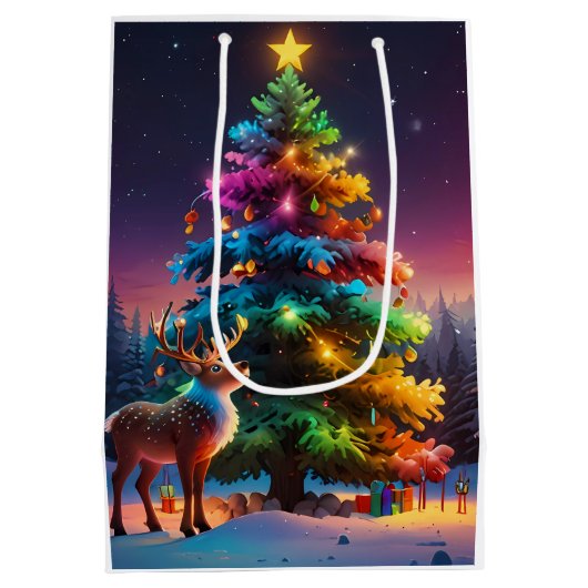 Weihnachts Winter Wonderland Ferienzeit Mittlere Geschenktüte (Rückseite)