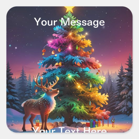 Weihnachts Winter Wonderland Ferienzeit Quadratischer Aufkleber (Vorderseite)
