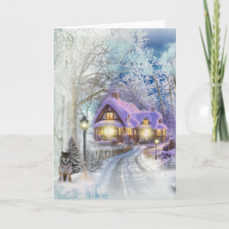 Weihnachts Winter Wonderland Hütte Urlaub Feiertagskarte