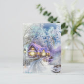 Weihnachts Winter Wonderland Hütte Urlaub Feiertagspostkarte (Stehend Vorderseite)