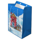 Weihnachts Winter Wonderland Mittlere Geschenktüte (Rückseite Schrägansicht)