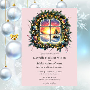 Weihnachts Winter Wonderland Rosy Pink Einladung